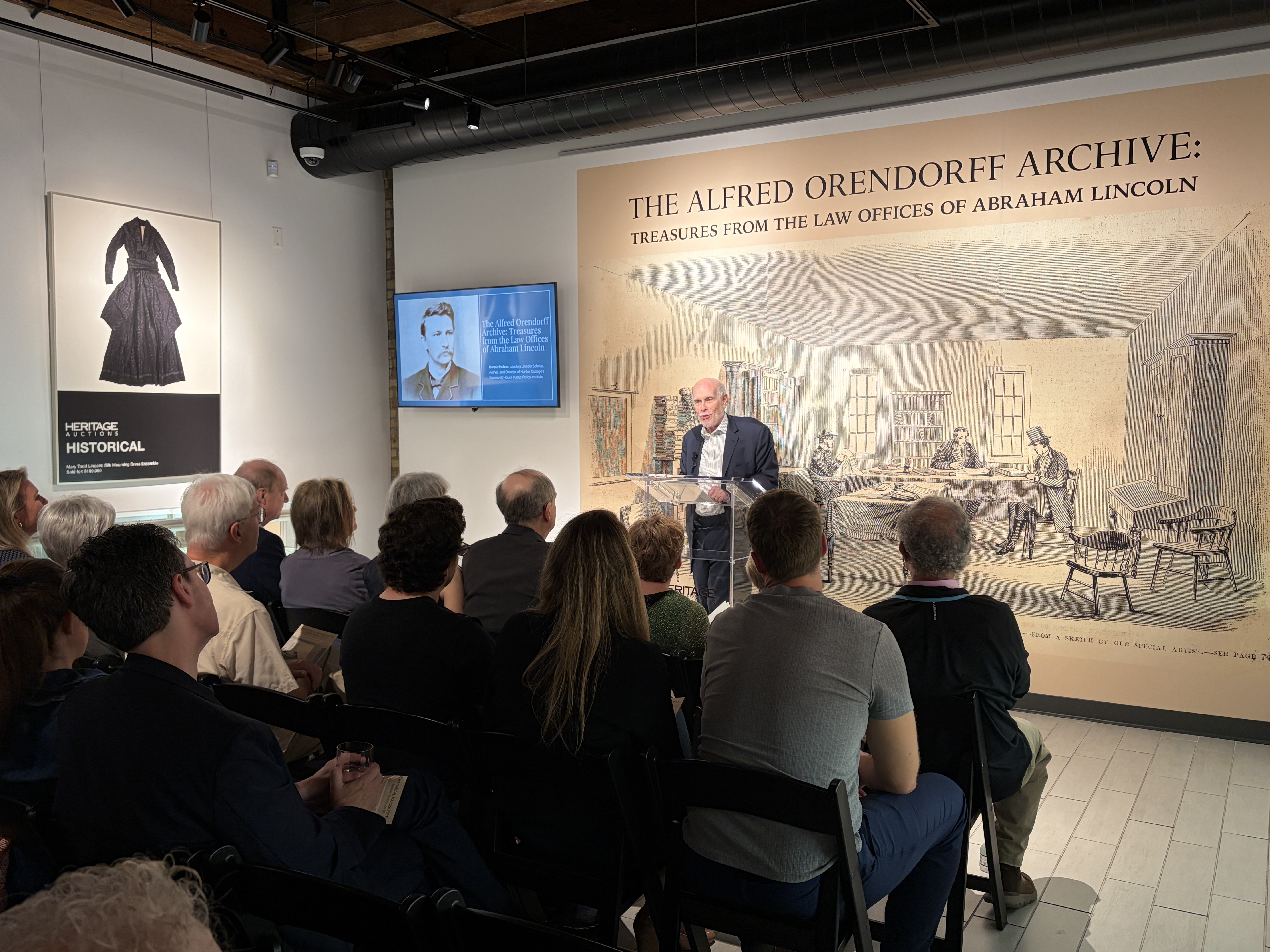 Harold Holzer, renowned Lincoln Scholar, presents at Heritage Auctions, amid the